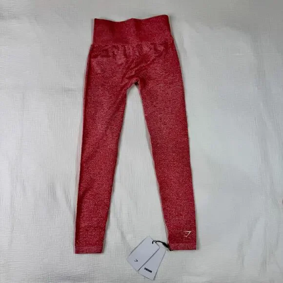GYMSHARK Vital Seamless Leggings Rose Slate Marl Red Women’s XS NWT Athleisure - Picture 10 of 15